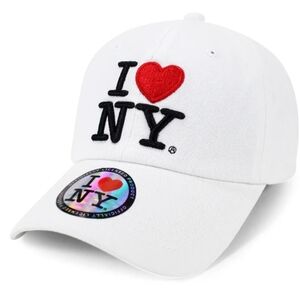 I Love New York White 100% Cotton Embroidered Adjustable Hat